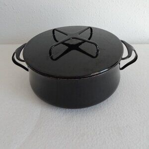 Black Dansk International 3 Quart Enamel Casserole Pot w/Lid Dutch Oven